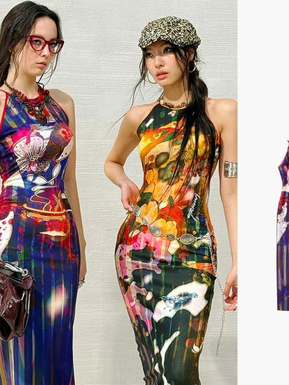 OfAkiva Luna Floral Slit Maxi Dress