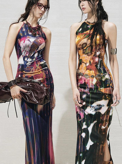 OfAkiva Luna Floral Slit Maxi Dress