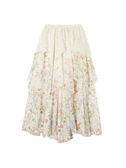 OfAkiva Metallic Thread Asymmetrical Spliced Floral Women&