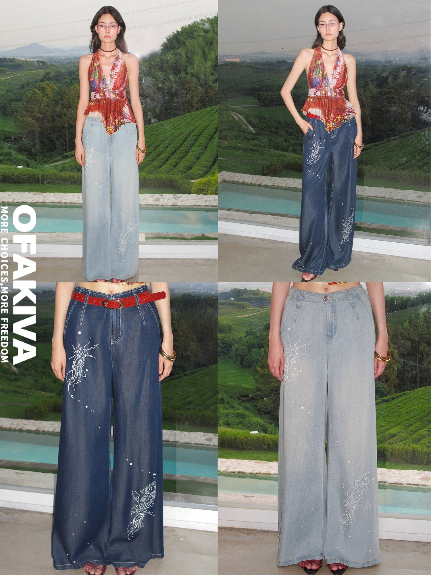 OfAkiva Meteor Pearl Hotfix Totem Patchwork Cool Drape Women&