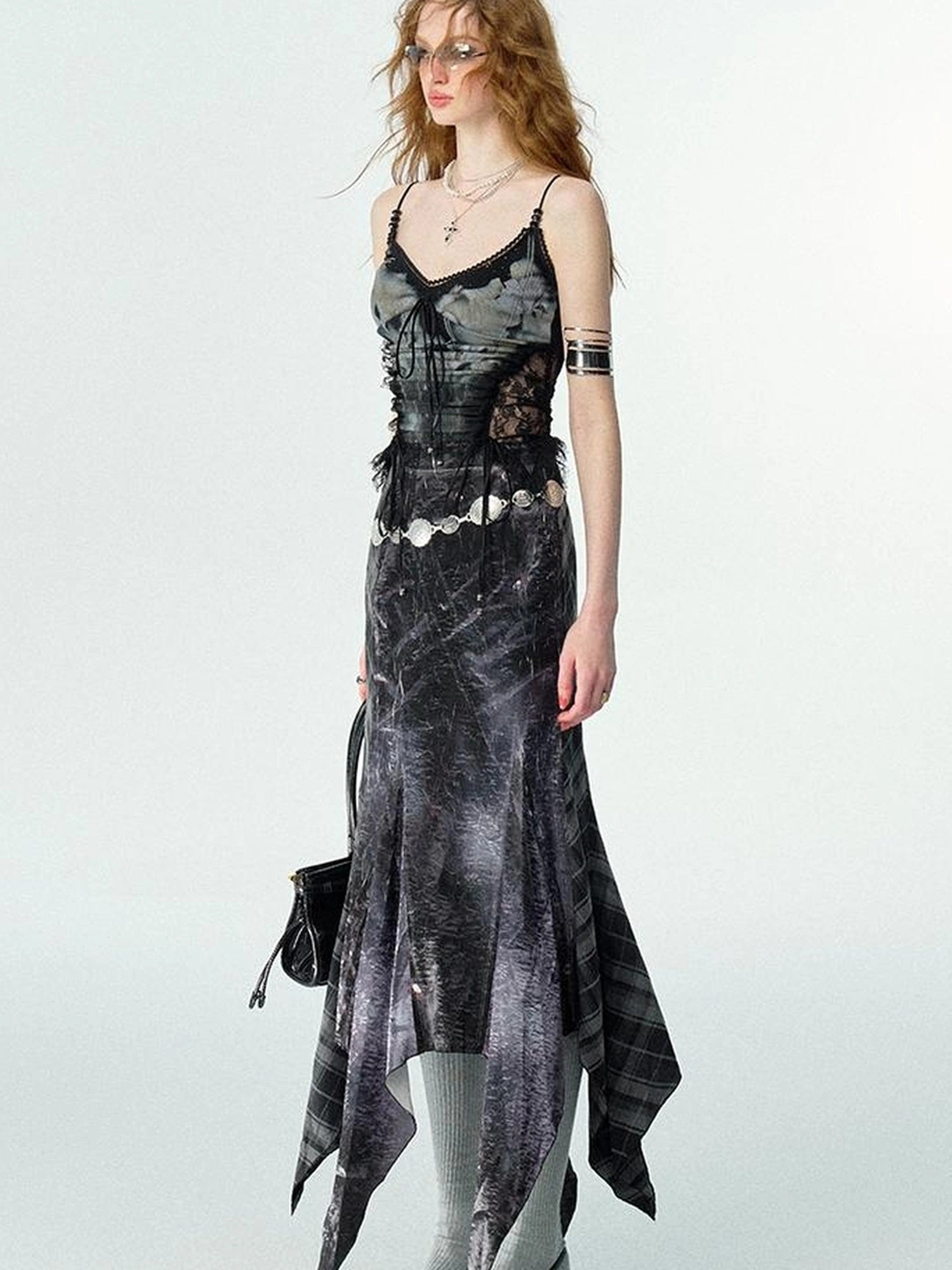 Mint Mambo Lace Trimmed Print Camisole With Beaded Details