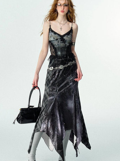 Mint Mambo Lace Trimmed Print Camisole With Beaded Details