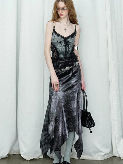 Mint Mambo Lace Trimmed Print Camisole With Beaded Details