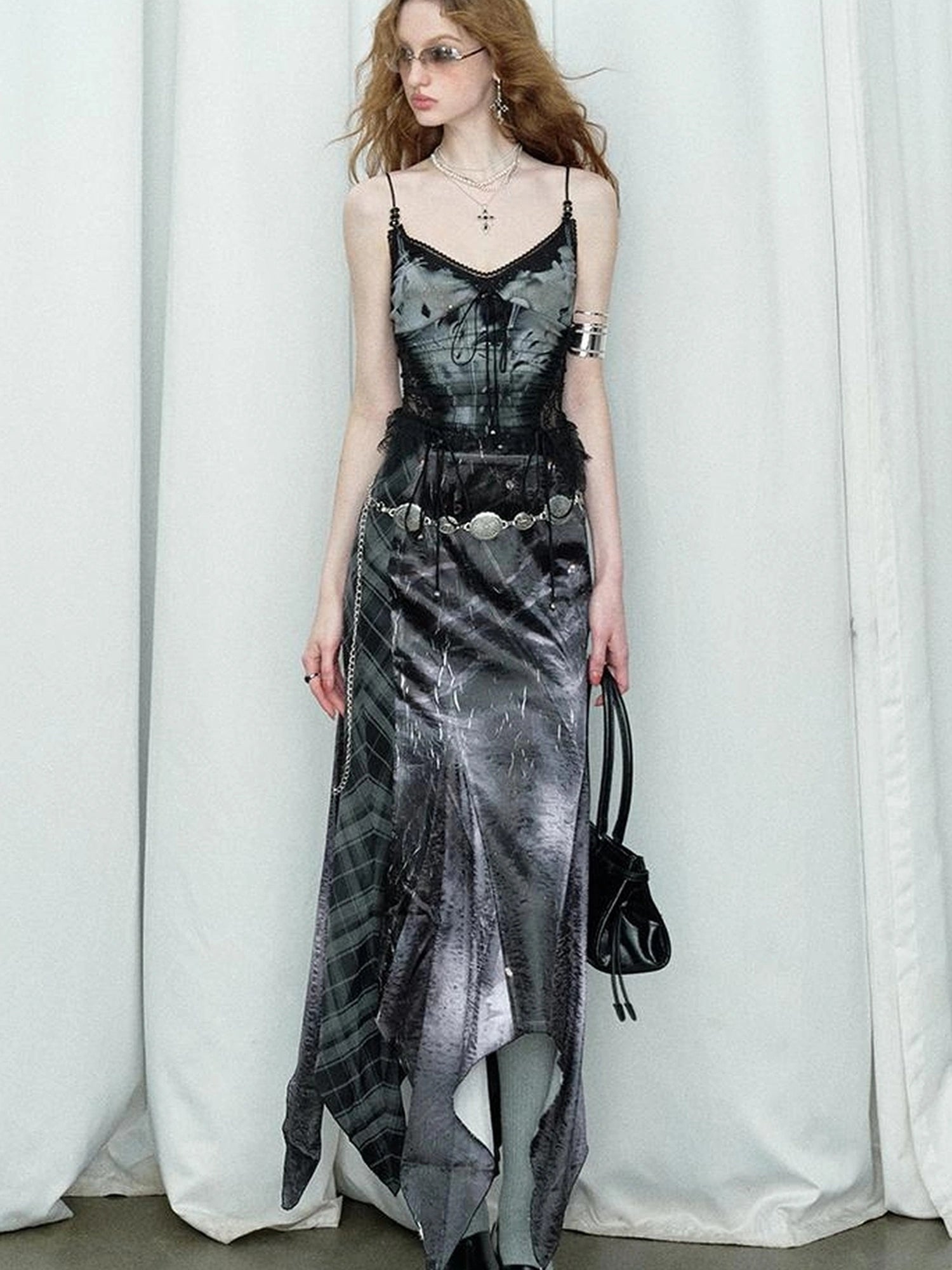 Mint Mambo Lace Trimmed Print Camisole With Beaded Details