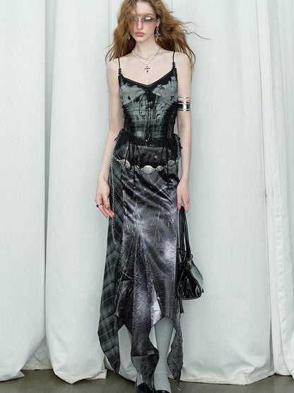 Mint Mambo Lace Trimmed Print Camisole With Beaded Details