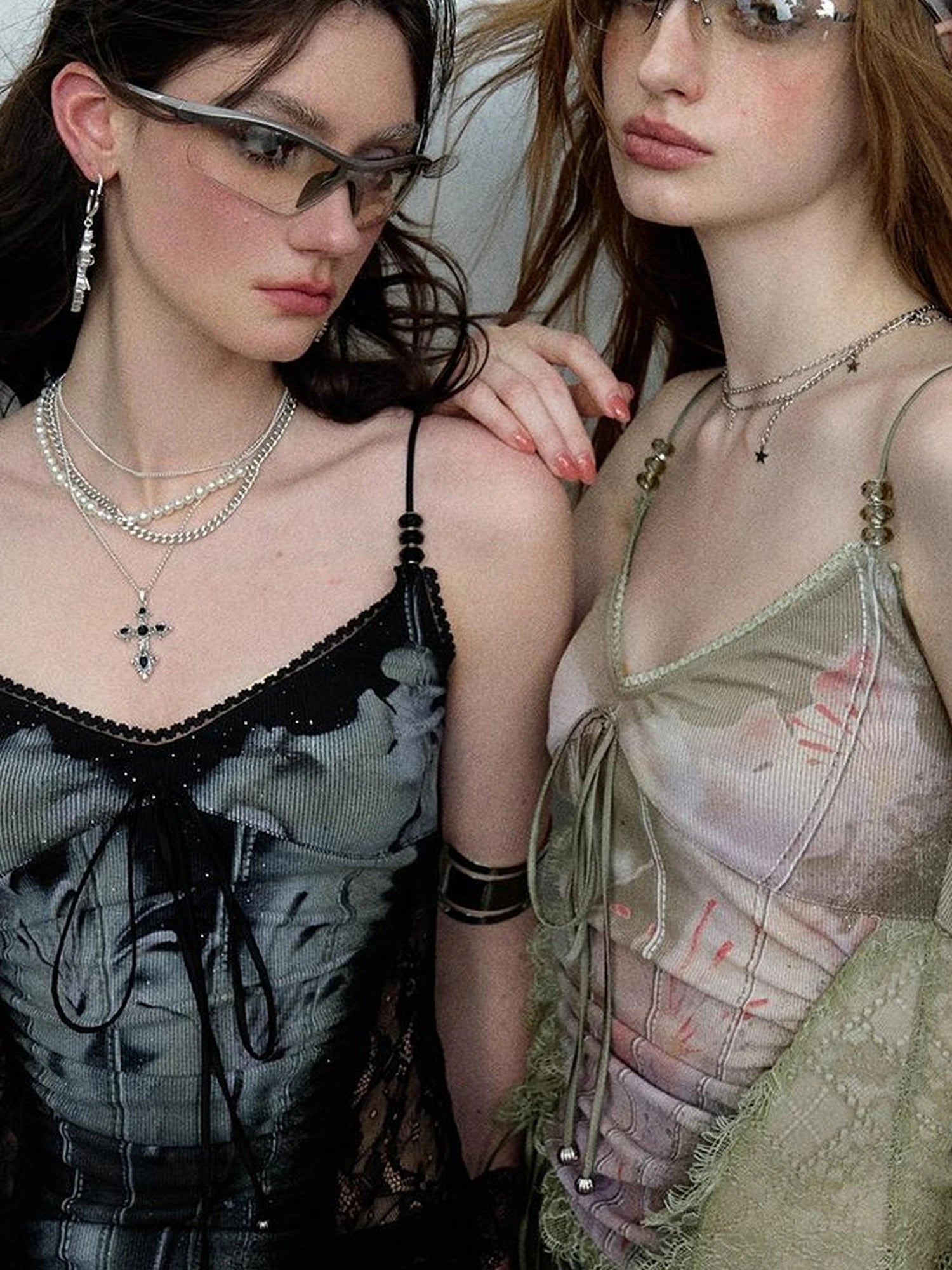 Mint Mambo Lace Trimmed Print Camisole With Beaded Details