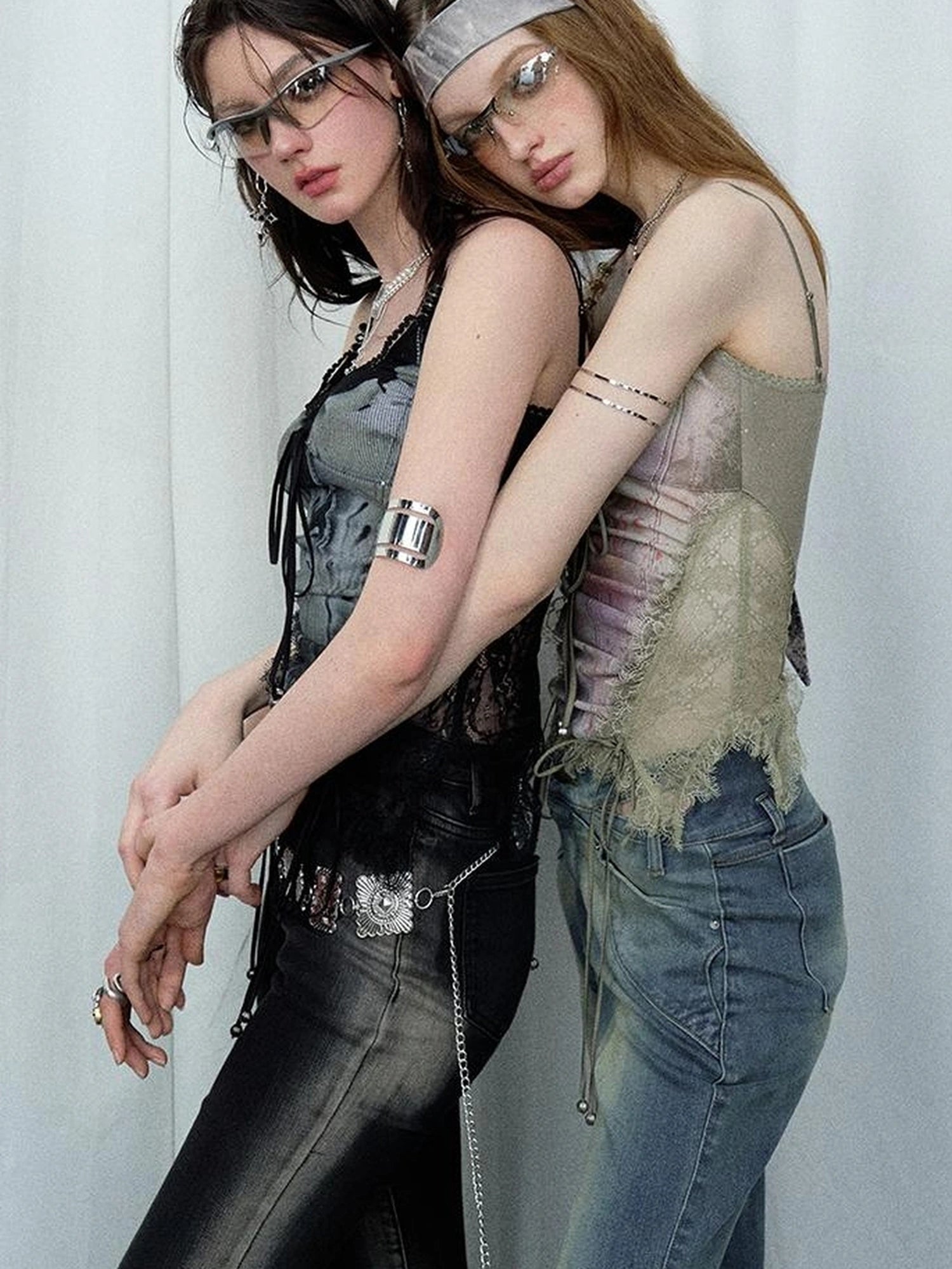 Mint Mambo Lace Trimmed Print Camisole With Beaded Details