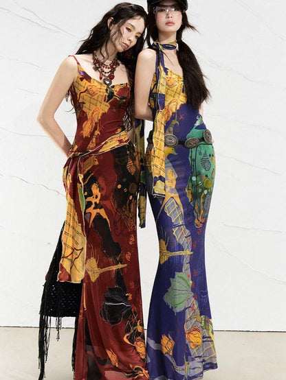 OfAkiva Mondrian Colorblock Hand Painted Print Women&