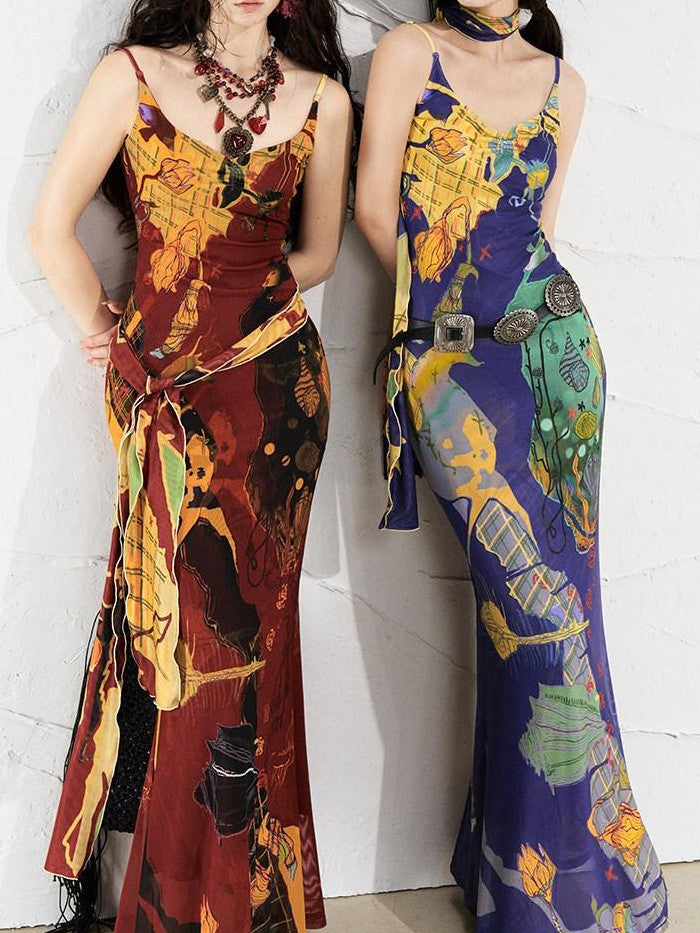 OfAkiva Mondrian Colorblock Hand Painted Print Women&