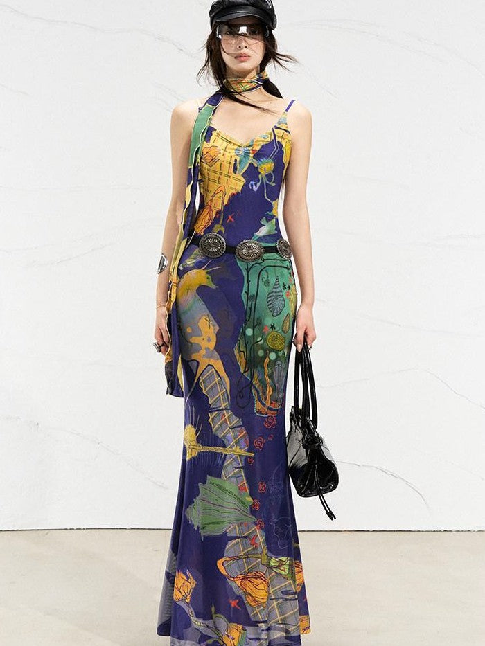 OfAkiva Mondrian Colorblock Hand Painted Print Women&