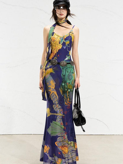 OfAkiva Mondrian Colorblock Hand Painted Print Women&