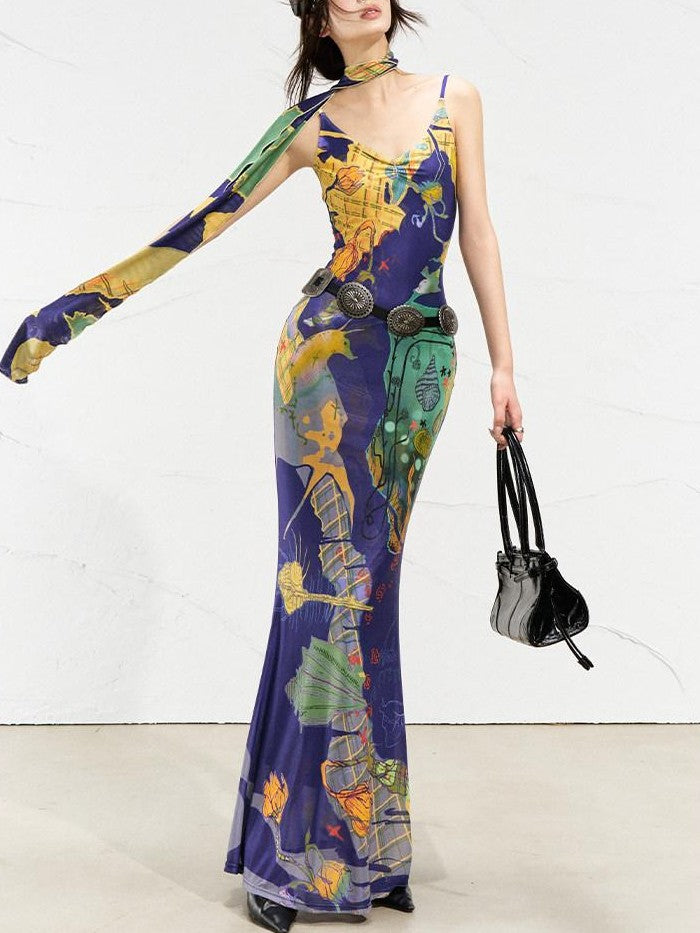 OfAkiva Mondrian Colorblock Hand Painted Print Women&