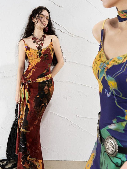 OfAkiva Mondrian Colorblock Hand Painted Print Women&