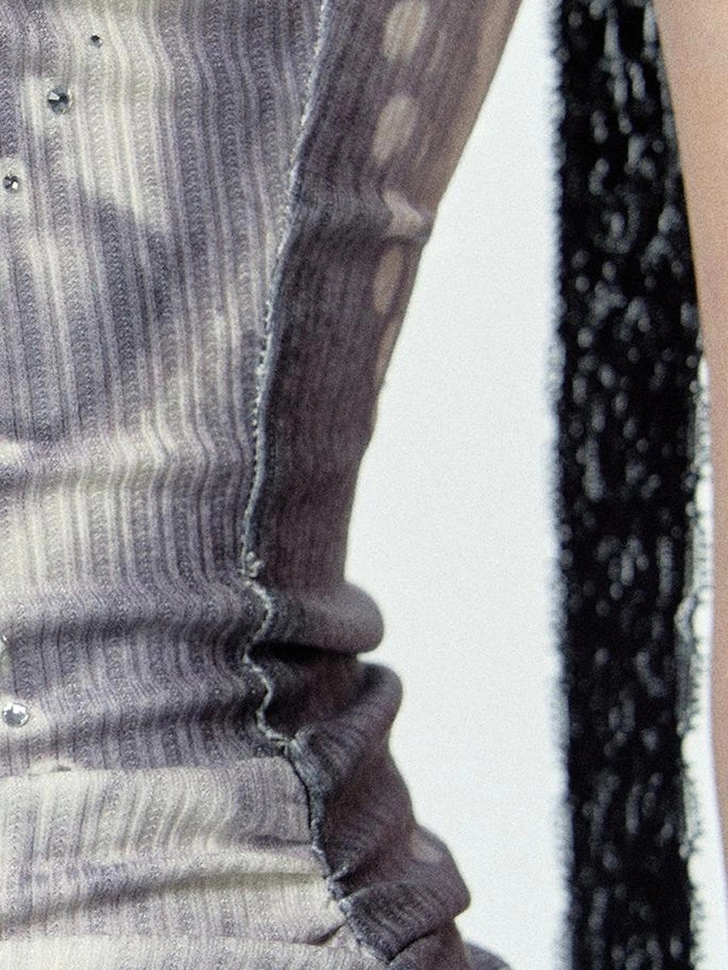 OfAkiva Moonlit Sculpture Lace Crystal Drop Neck V-neck Dress