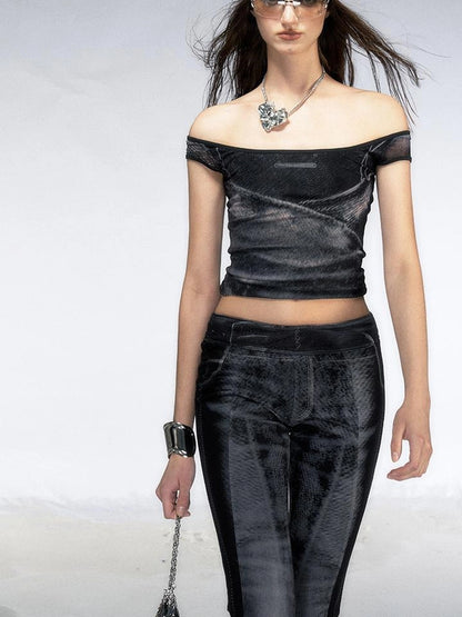 OfAkiva Multilayer Control Denim Print Ice Cool Mesh Set