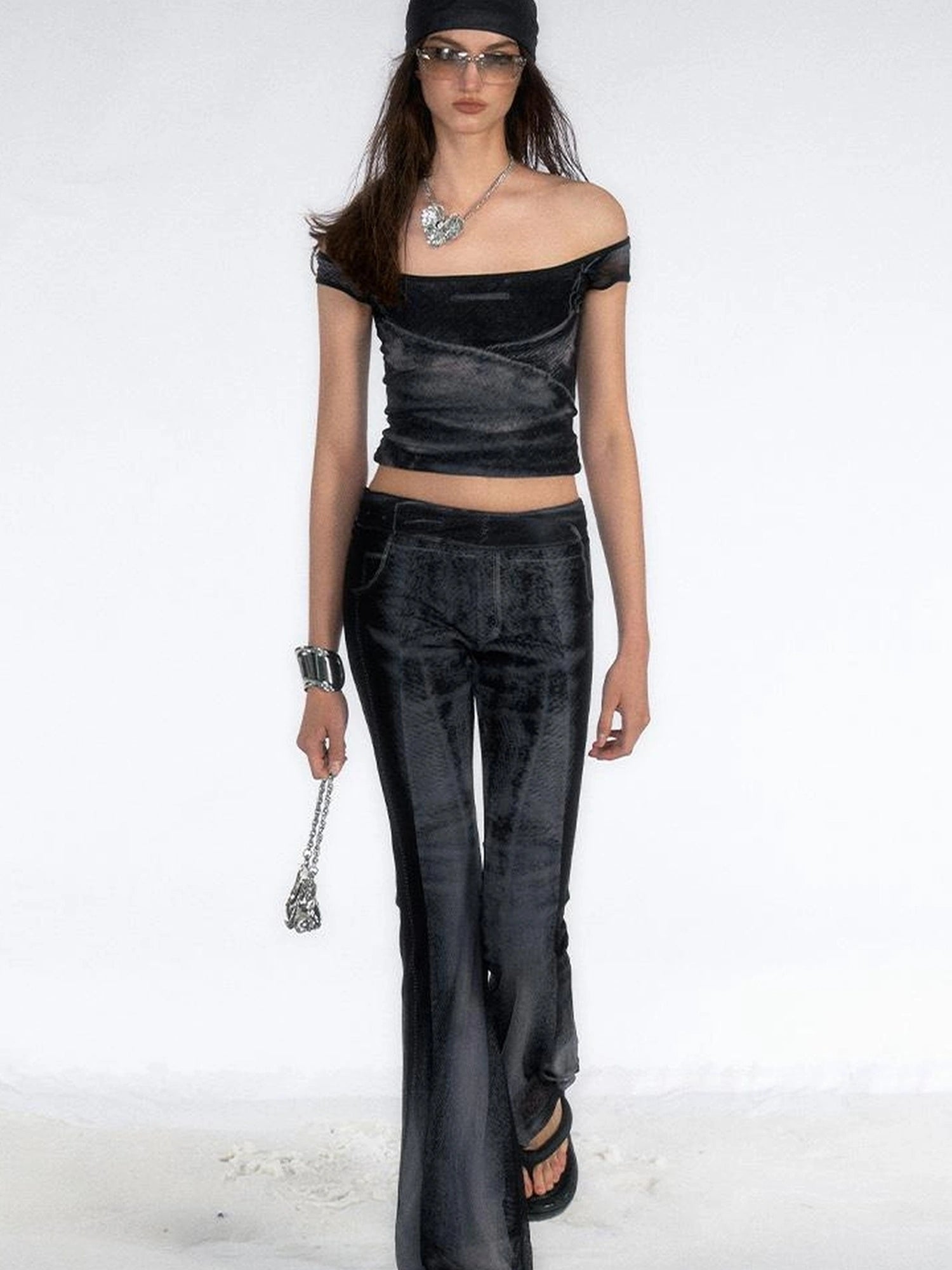 OfAkiva Multilayer Control Denim Print Ice Cool Mesh Set