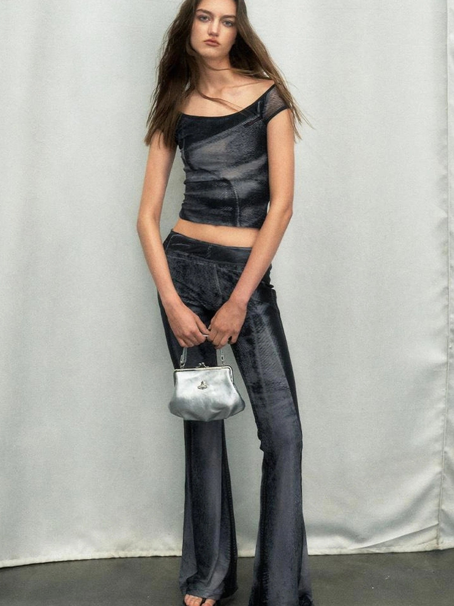 OfAkiva Multilayer Control Denim Print Ice Cool Mesh Set