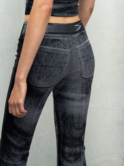 OfAkiva Multilayer Control Denim Print Ice Cool Mesh Set
