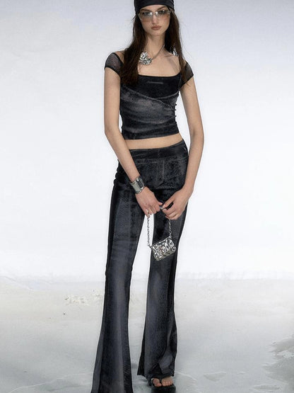 OfAkiva Multilayer Control Denim Print Ice Cool Mesh Set