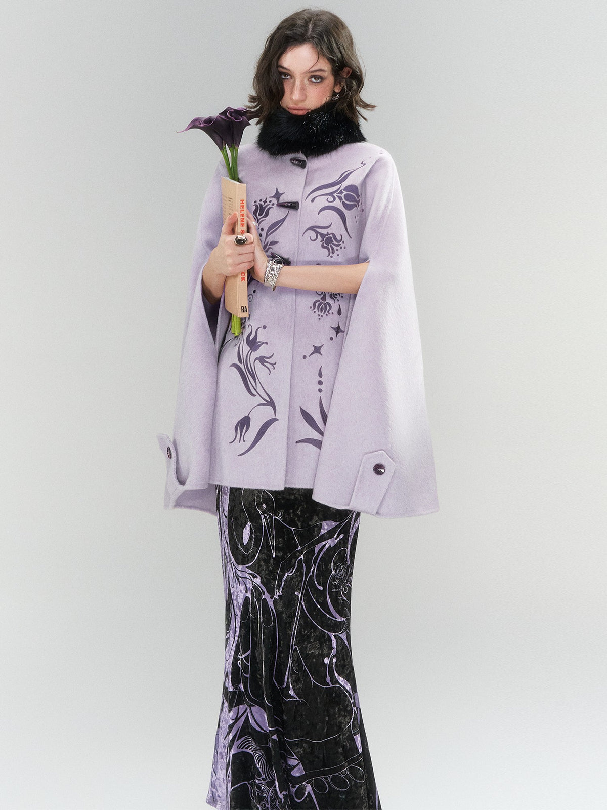 OfAkiva New Chinese Embroidered Frog Button Detachable Fur Collar Women&
