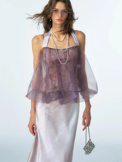 OfAkiva Of Akiva Ethereal Gauze Slip Dress