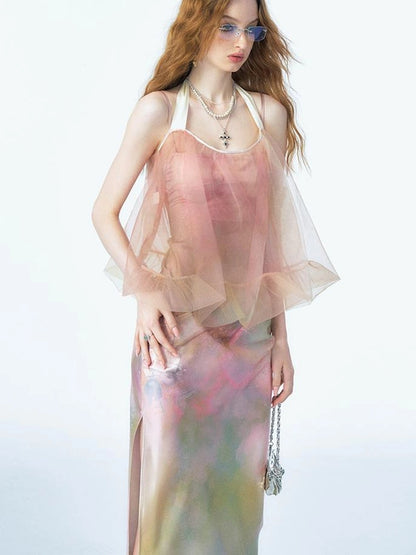 OfAkiva Of Akiva Ethereal Gauze Slip Dress