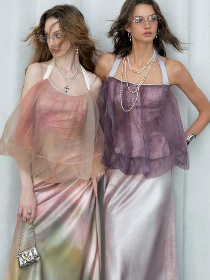 OfAkiva Of Akiva Ethereal Gauze Slip Dress