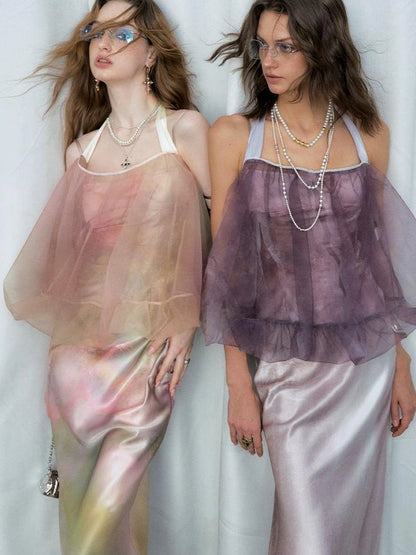 OfAkiva Of Akiva Ethereal Gauze Slip Dress