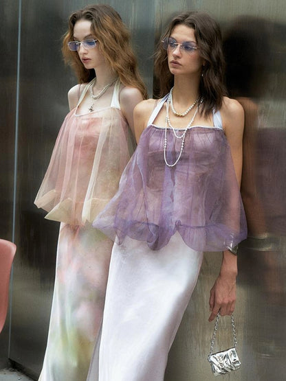 OfAkiva Of Akiva Ethereal Gauze Slip Dress