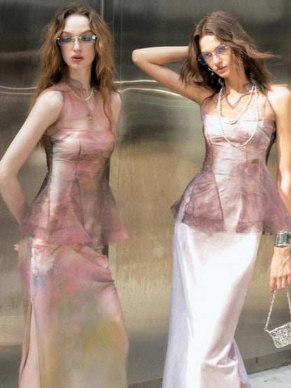 OfAkiva Of Akiva Ethereal Gauze Slip Dress