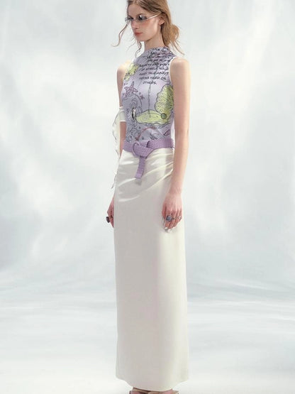 OfAkiva Off Shoulder Asymmetrical Print Dress