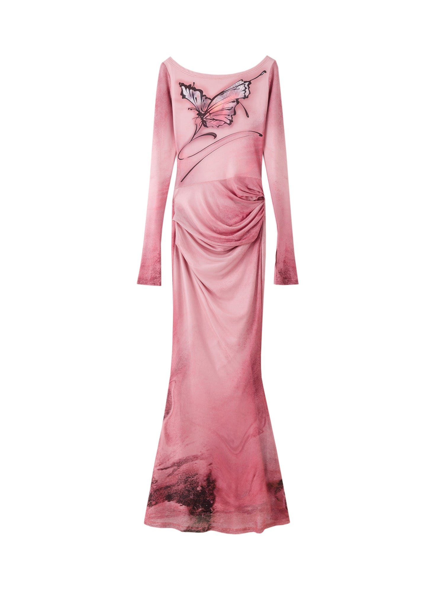 OfAkiva_Office_Chic_Printed_Long_Sleeve_Bardot_Fishtail_Stretch_Maxi_Dresses_MISSTT