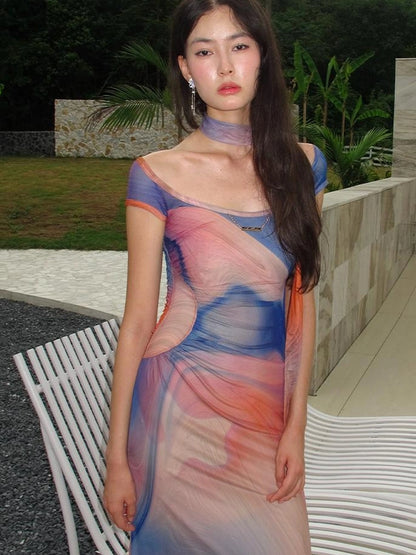 OfAkiva Oil Painting Floral Sundress