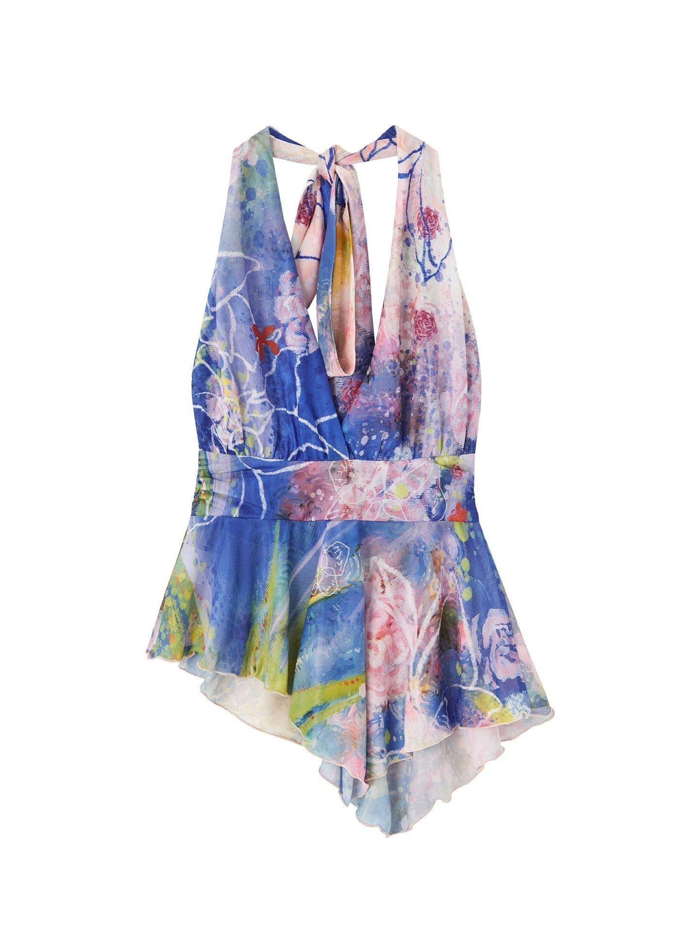 OfAkiva_Ombre_Print_Halter_Tie_V-neck_Ruffle_Women&