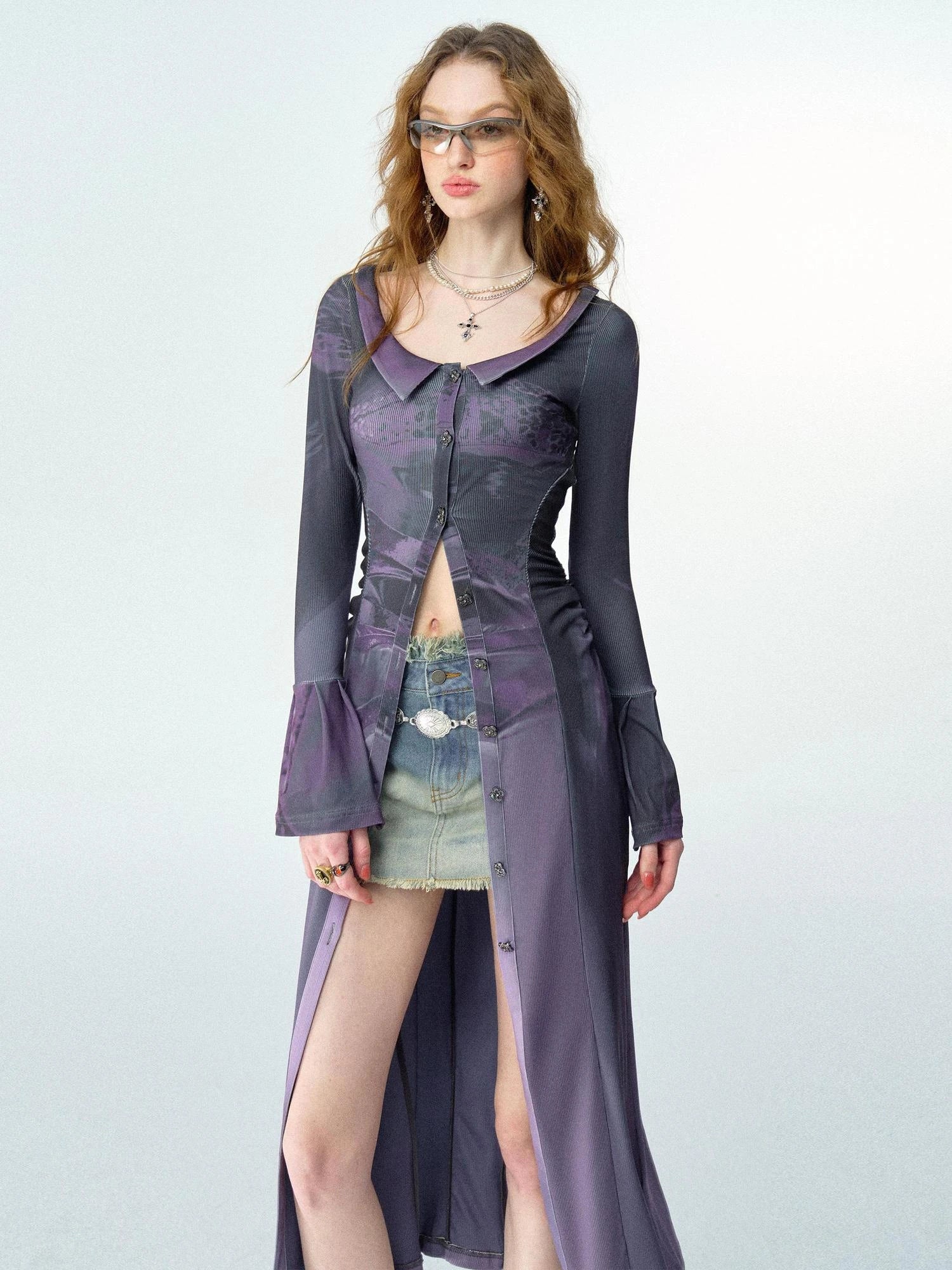 OfAkiva Original Print Slim Fit Shirt With Wide Collar