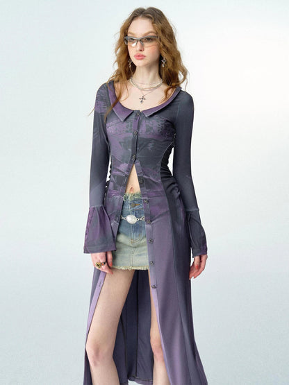 OfAkiva Original Print Slim Fit Shirt With Wide Collar