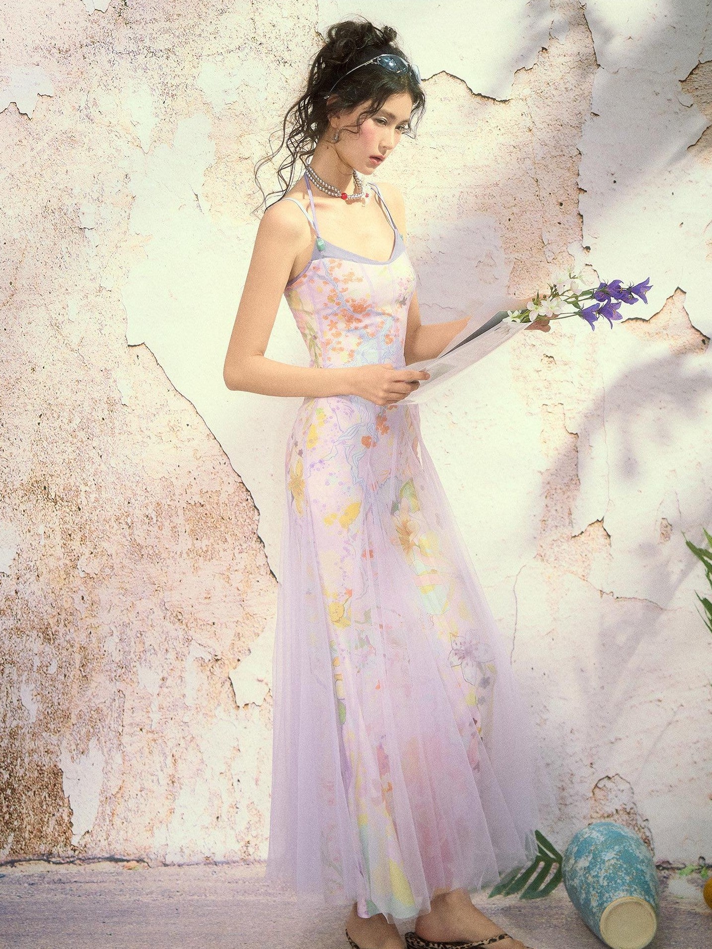 OfAkiva Painterly Oil Print Spaghetti Strap Two Piece Women&