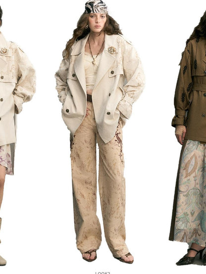 OfAkiva Paisley Embroidered Spliced Loose Fit Women&