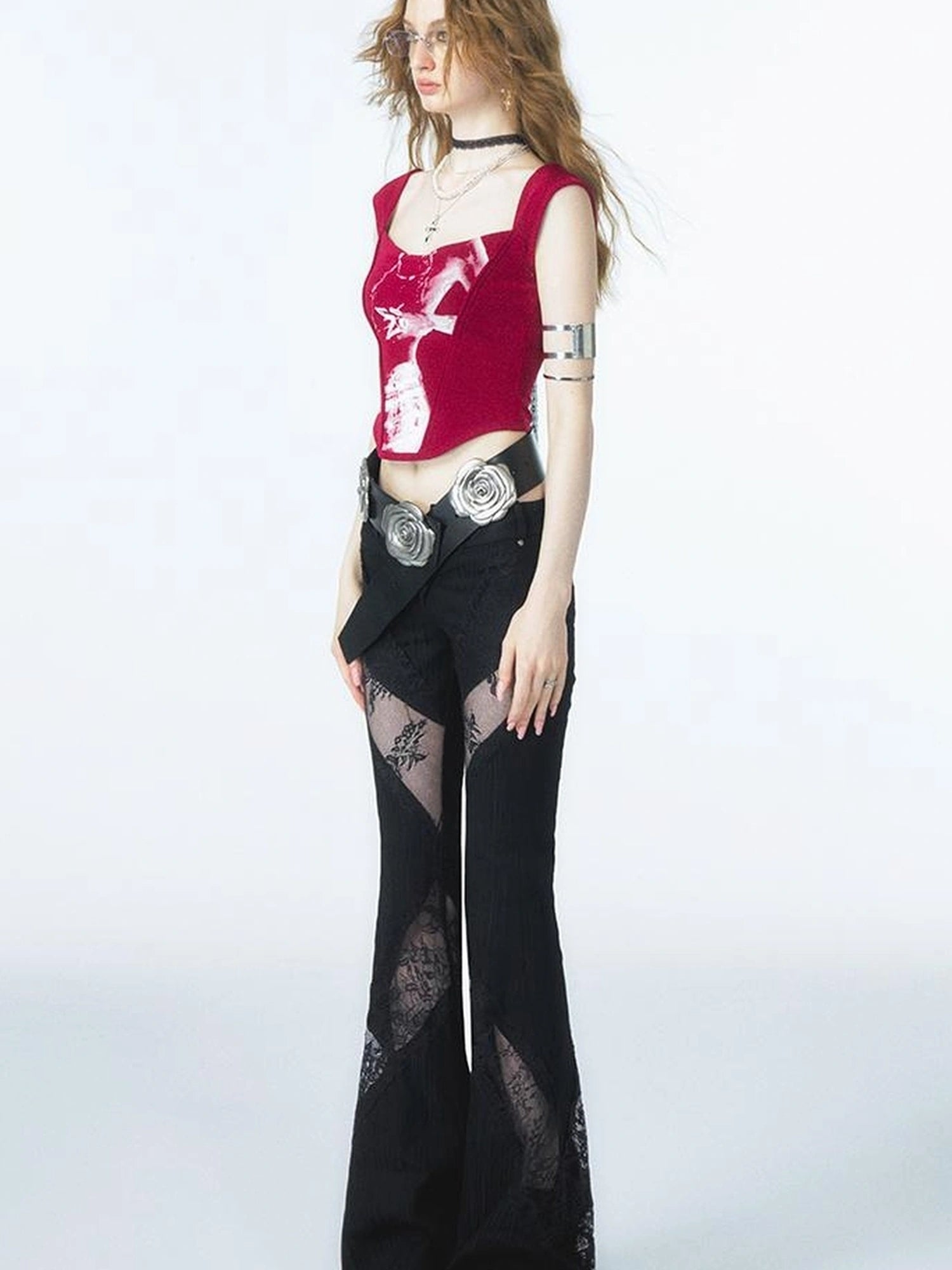 OfAkiva Phantom Butterfly White Silhouette Print Soft Camisole