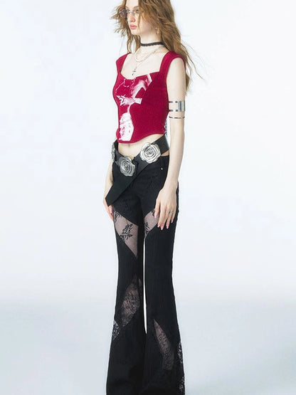 OfAkiva Phantom Butterfly White Silhouette Print Soft Camisole