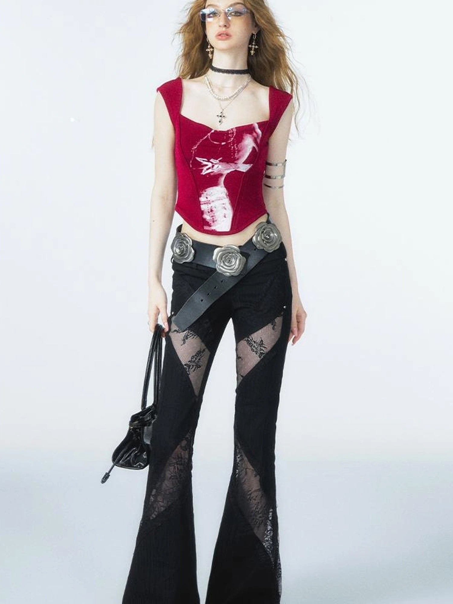 OfAkiva Phantom Butterfly White Silhouette Print Soft Camisole