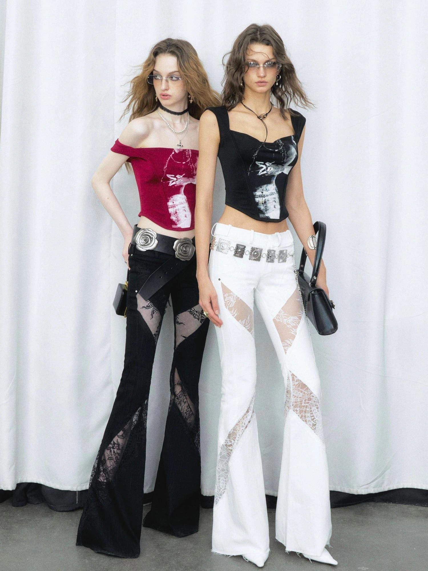 OfAkiva Phantom Butterfly White Silhouette Print Soft Camisole