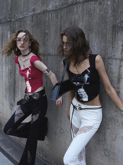 OfAkiva Phantom Butterfly White Silhouette Print Soft Camisole