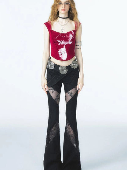 OfAkiva Phantom Butterfly White Silhouette Print Soft Camisole