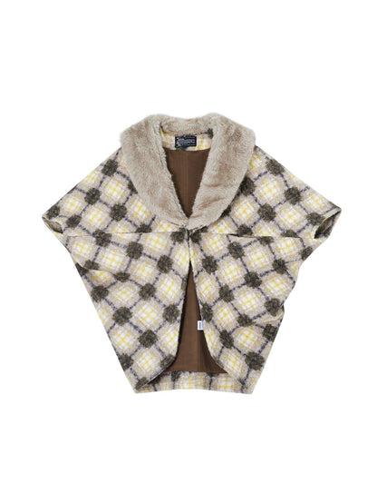 OfAkiva_Plaid_Faux_Fur_Trim_V-neck_Long_Sleeve_Women&