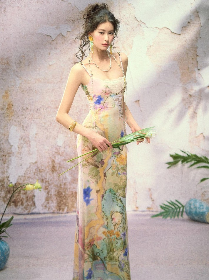 OfAkiva Printed Draped Neck Vacation Women&