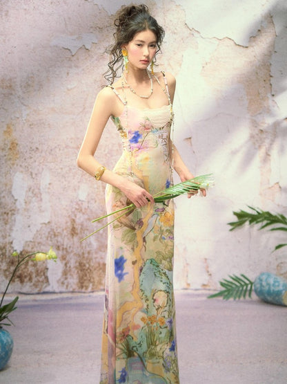 OfAkiva Printed Draped Neck Vacation Women&