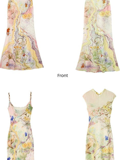 OfAkiva Printed Draped Neck Vacation Women&