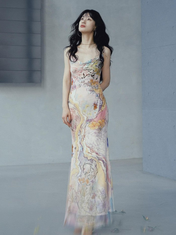 OfAkiva Printed Draped Neck Vacation Women&