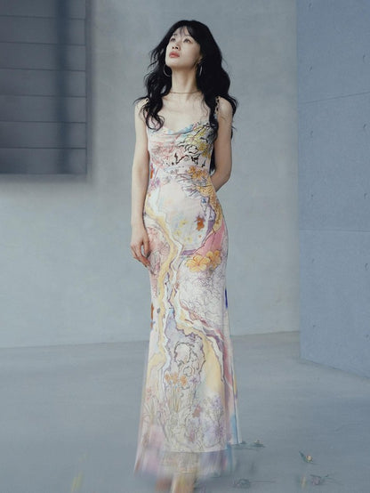 OfAkiva Printed Draped Neck Vacation Women&